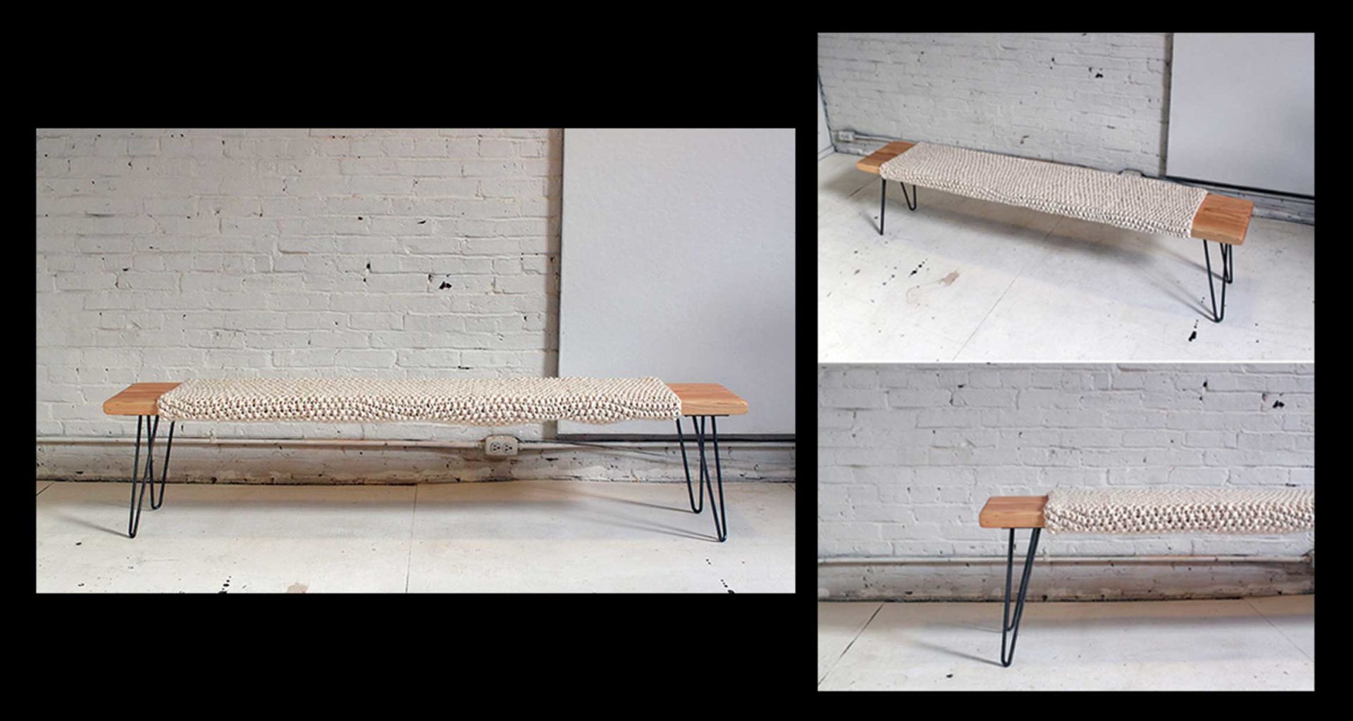 DIY Wool Knit Wood Bench