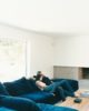 Cozy low to ground sectional sofa