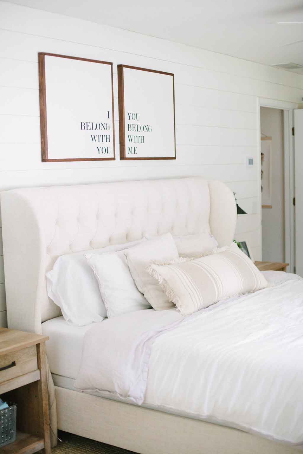 White tufted headboard