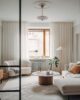 White living room with wood accents