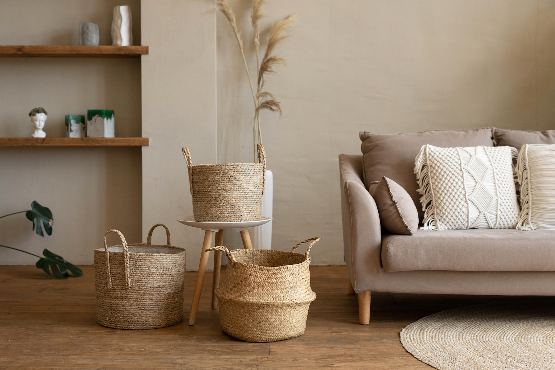 add handwoven baskets