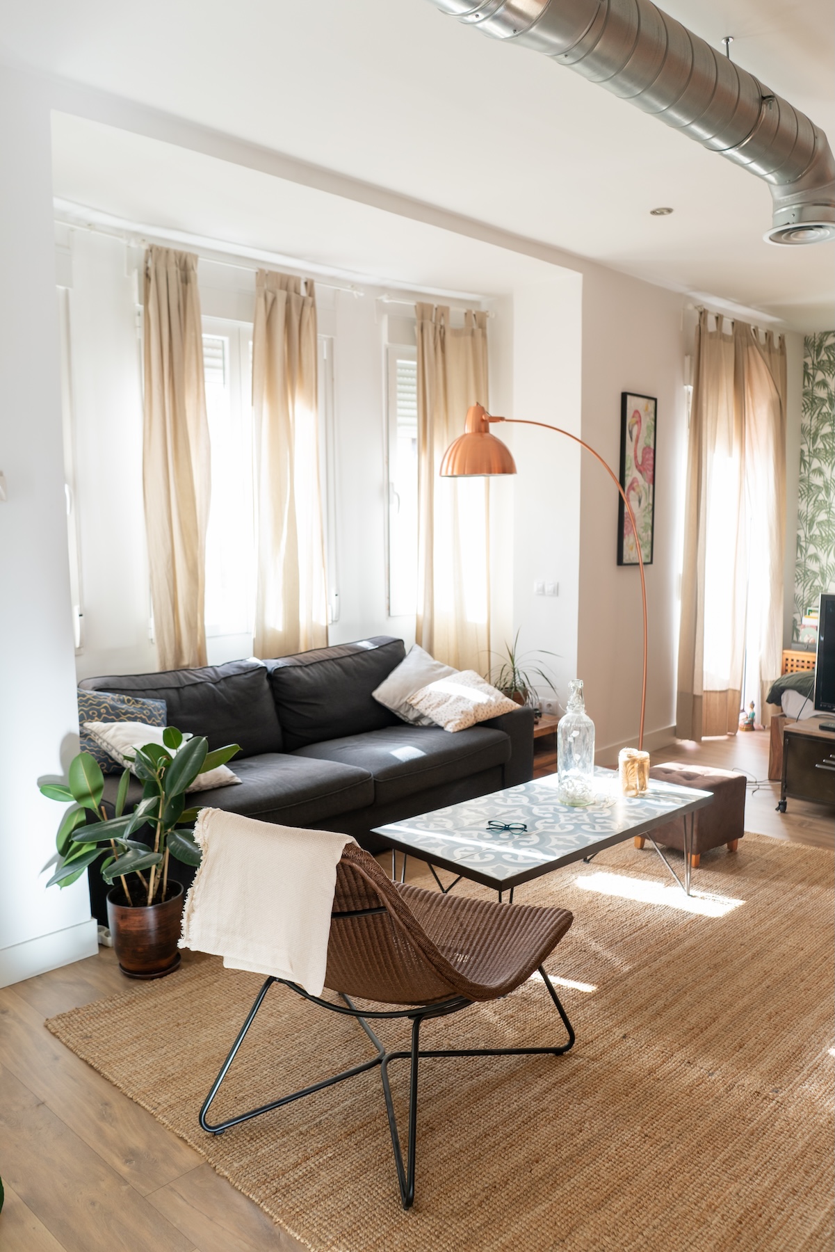 Well-lit small apartment with natural light