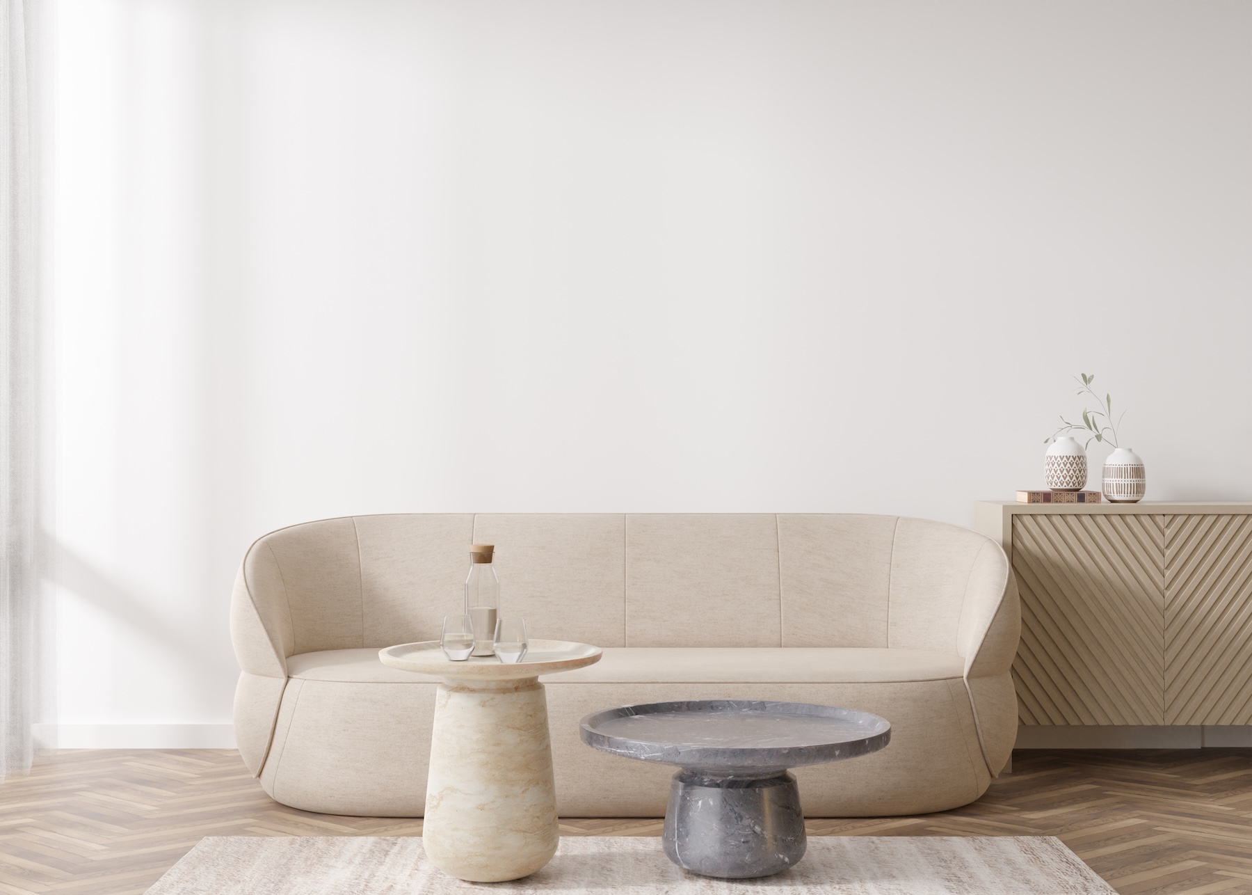 use a stone coffee table with different textures